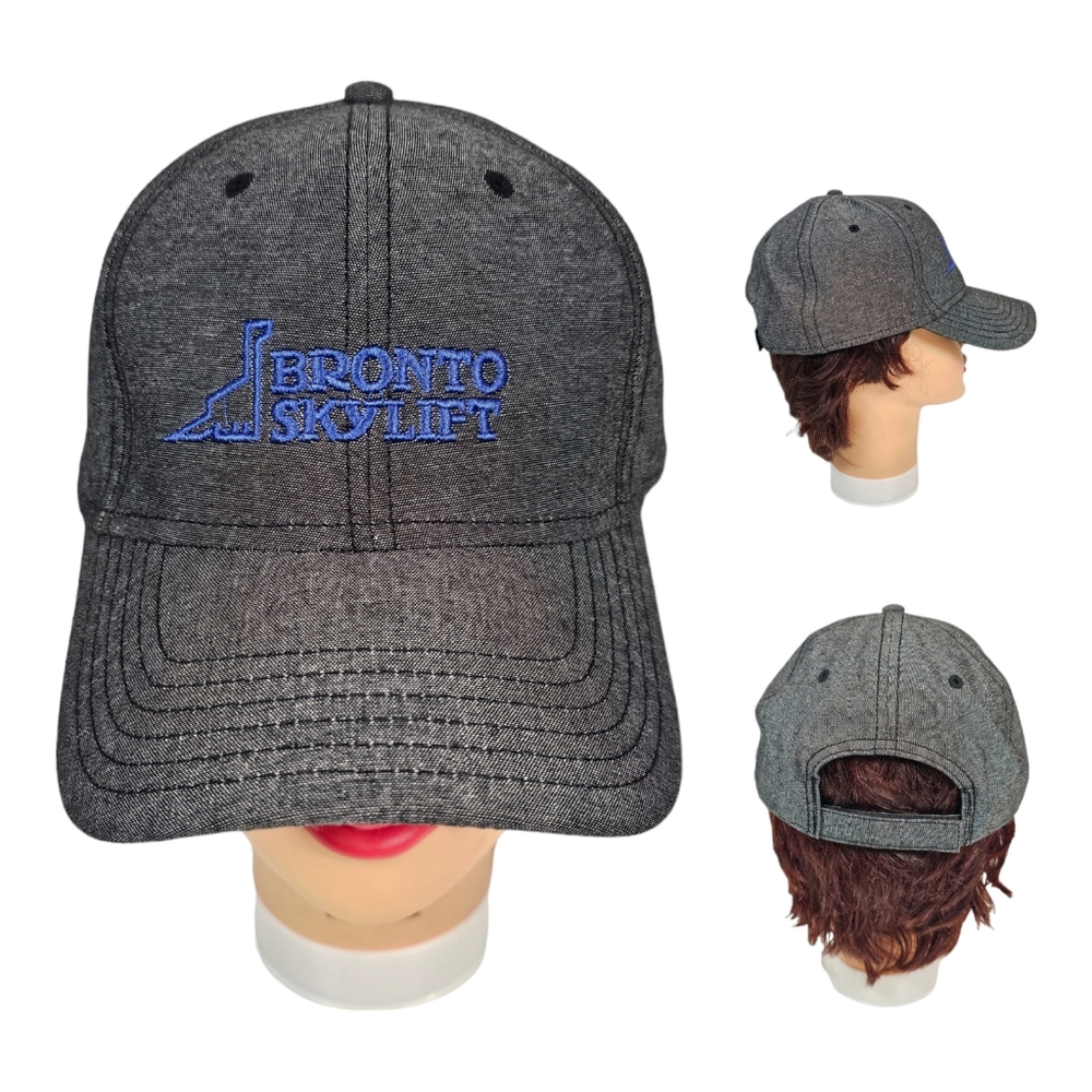 BRONTO SKYLIFT Embroidery Strapback Hat Baseball Cap Adjustable Gray x Blue‎
